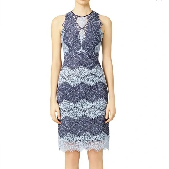 ERIN by Erin Fetherston Lace Midi Dress - Navy and Light Blue (A050) - Picture 1 of 13